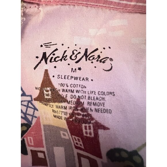 Nick & Nora Pajama Pants Sz M PARIS Pink POODLES Wide Leg Crop Drawstring - Picture 2 of 7